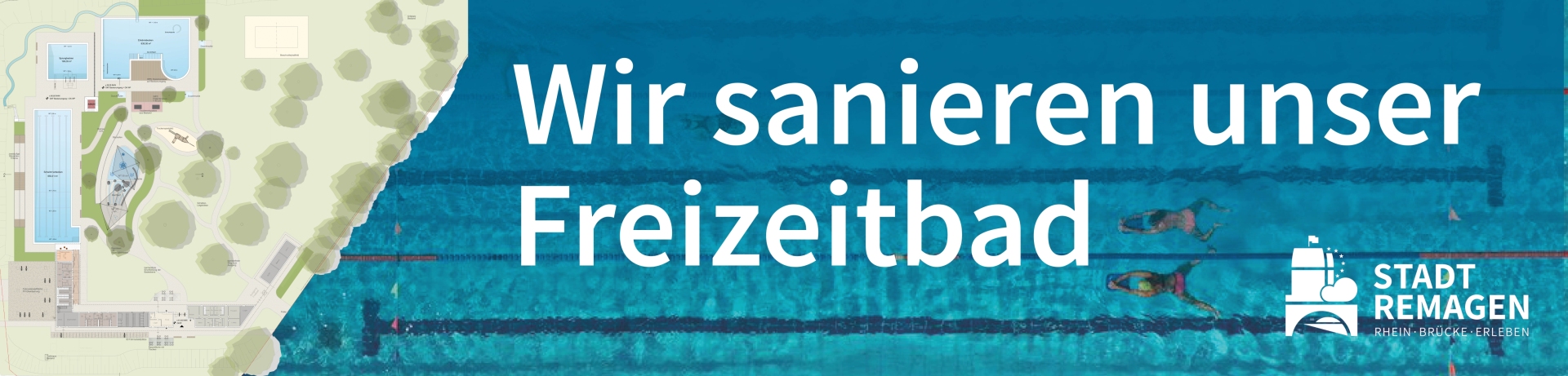 Banner "Wir sanieren unser Freizeitbad"