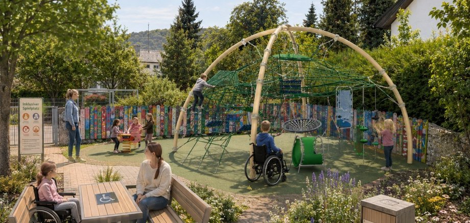 Visualisierung inklusives Spielgerät im Stadtpark Visualisierung inklusives Spielgerät im Stadtpark